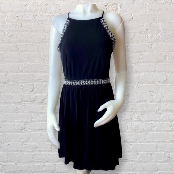 Speechless Black Fit & Flare Sleeveless Rhinestone Trim Dress Size 11 - Picture 1 of 5